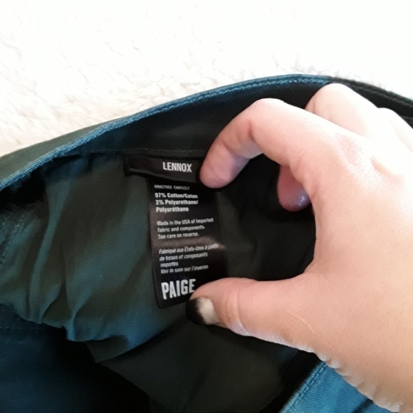 PAIGE | NWOT High Rise Lennox Jungle Green Jeans 25" Inseam - Picture 4 of 5